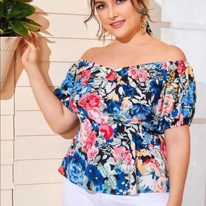 Plus Puff sleeve floral print